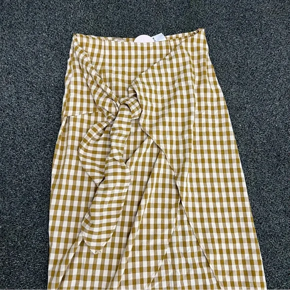 Jupe NYC Skirts Jupe Nyc Mustard Yellow Cream Checkered Wrap